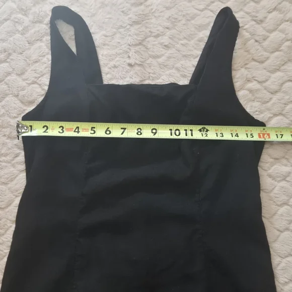 Old Navy Black Linen-Blend Squareneck Midi-Dress, Size Medium - Picture 3 of 7